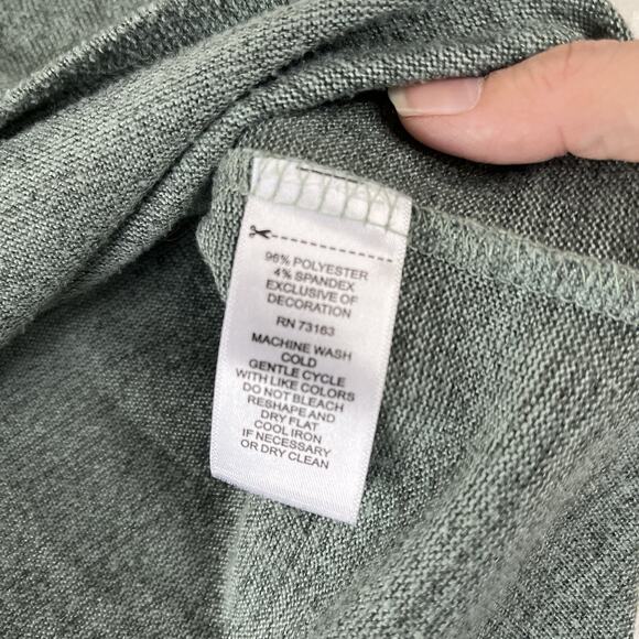 Cable & Gauge Shirt Womens Small Green Open Slit Sleeve Top 3/4 Sleeve Stretch - Picture 9 of 9